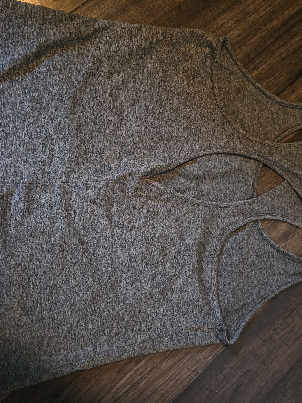 Under Armour Women’s Charcoal Heather Racerback Tank with White Logo - Picture 3 of 3